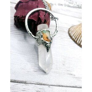 Quartz and opal crystal Necklace